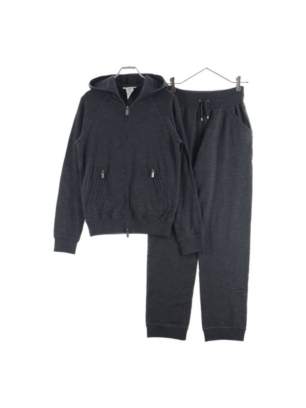 Celine Set Cashmere Knit Zip Up Hoodie Pants Gray